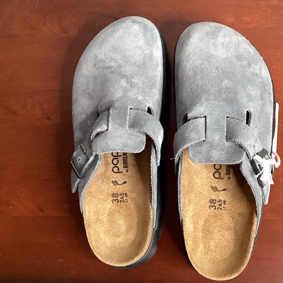 Birkenstock Papilio Boston Chunky Suede Leather Clogs - Picture 3 of 8